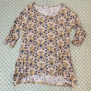 Rose & Olive Yellow Blue Floral Blouse 1X